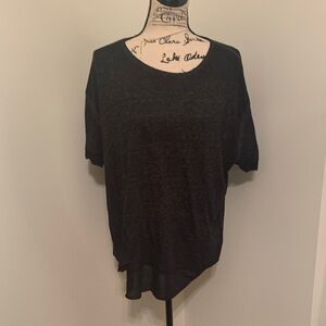 Free People We The Free Charcoal Black Short Sleeve Burnout Tee